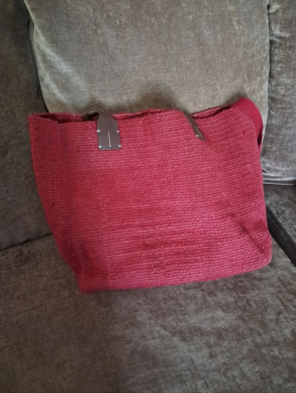 J JILL JUTE TOTE WITH LEATHER HANDLES - Picture 2 of 6